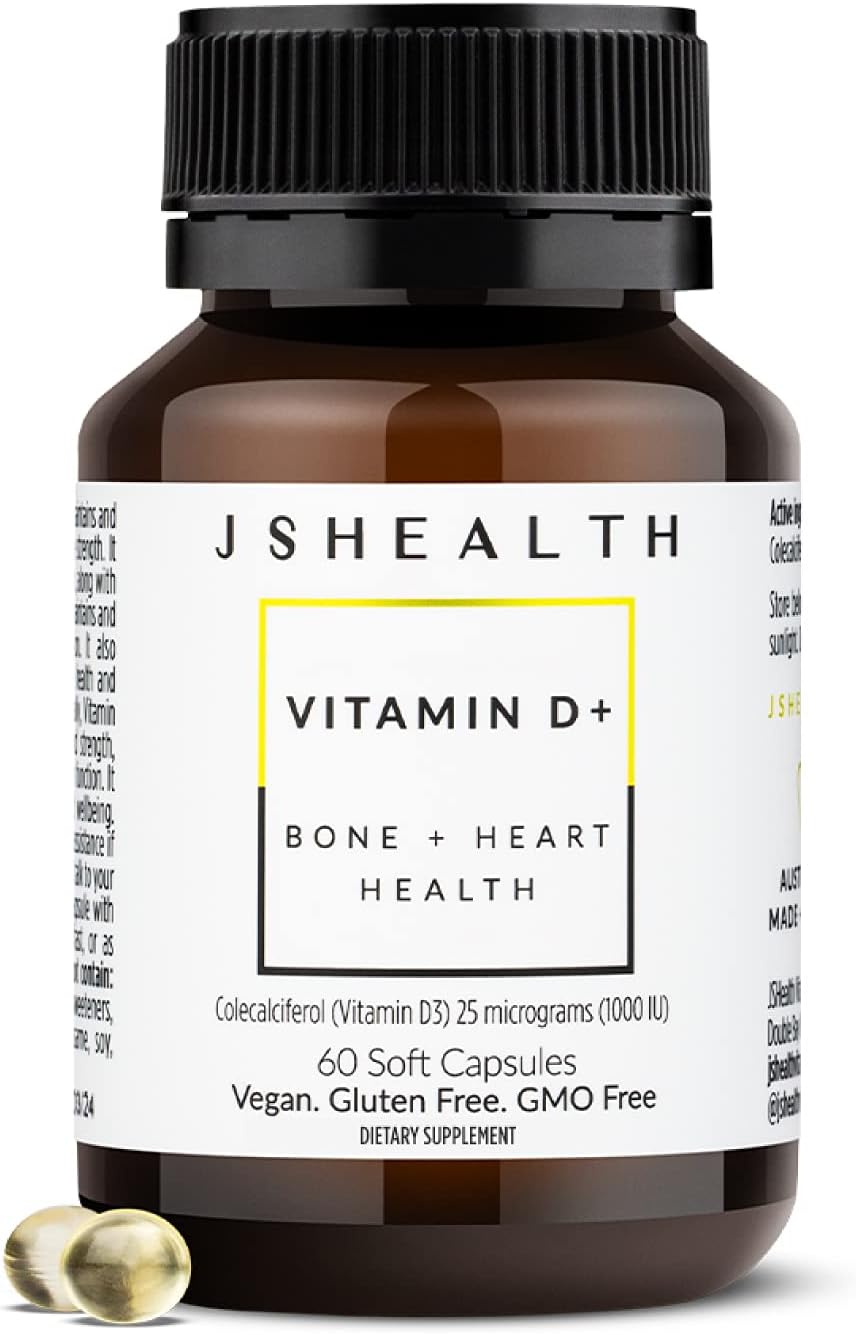 JSHealth Vitamin D3 1000IU Supplement - Vegan Vitamin D3 for Bone, Heart & Immune Support (60 Tablets) - görsel 1