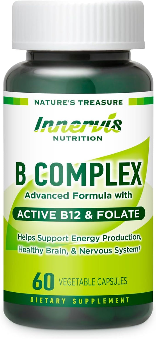 Bioactive B Complex with Active B12 & Folate – Supports Energy, Brain & Nerve Health, 60 Vegan Capsules – Image 1