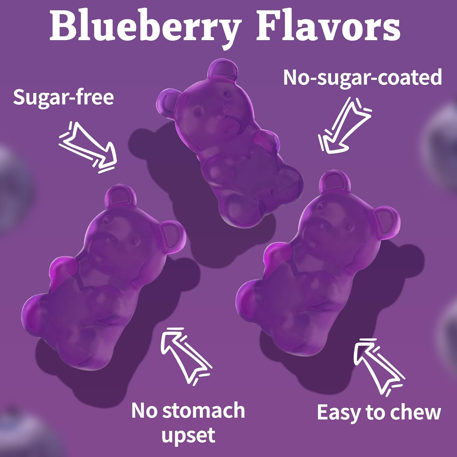 (120 Counts) Calcium Magnesium Zinc Gummies with Vitamin D3 & K2 - High Absorption Magnesium Glycinate - Muscles, Immune & Sleep Support - Sugar-free - Blueberry Flavoured - görsel 2