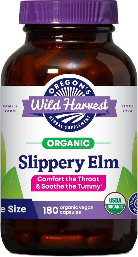Oregon's Wild Harvest Slippery Elm Herbal Supplement Organic Vegan Capsules - 180 Count – Image 1