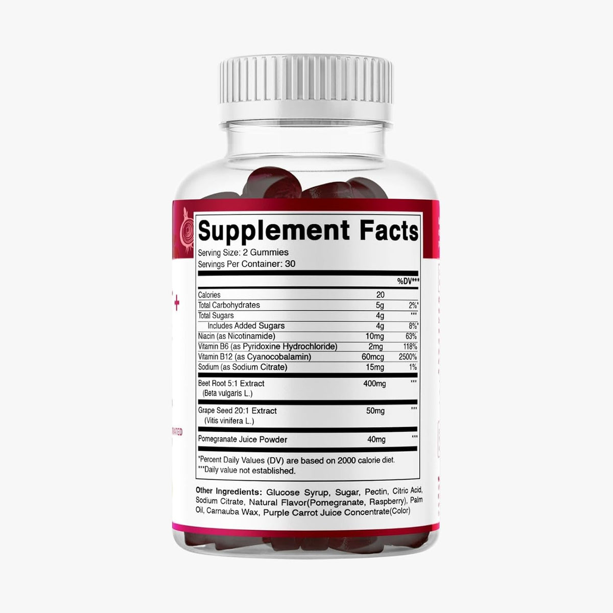 Vitamatic Beet Root Gummies with B6, B12, Grape Seed, Pomegranate & Niacin – Plant-Based Extract – Vegan, Non-GM – 120 Count – Image 8