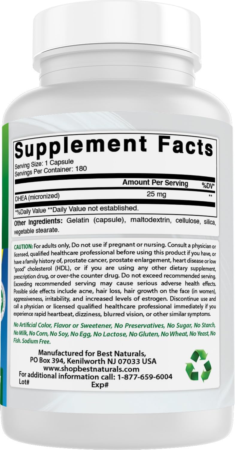 Best Naturals Micronised DHEA 25 mg 180 Capsules - görsel 6