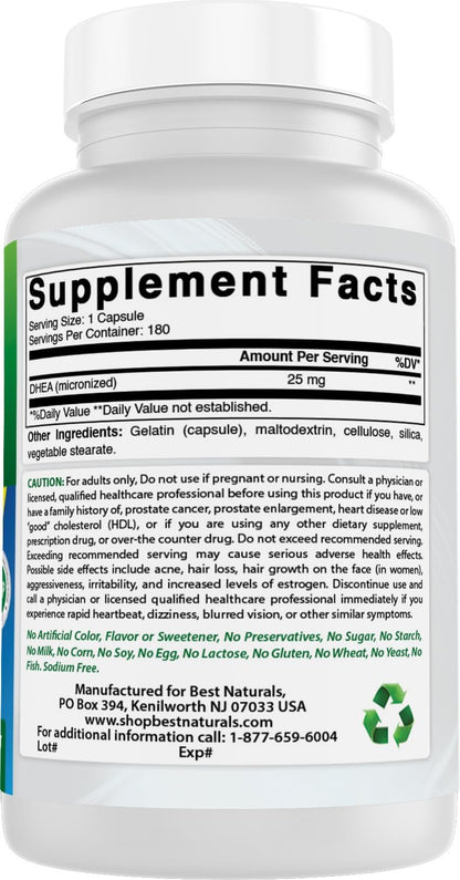 Best Naturals Micronised DHEA 25 mg 180 Capsules