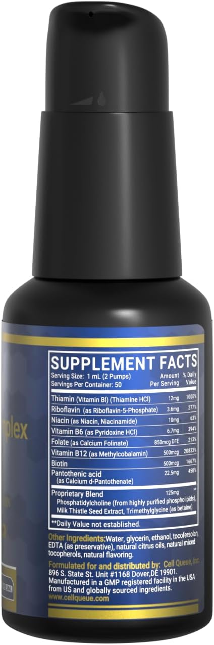 Cellqueue Liposomal Methyl B Complex Liquid – Active B Vitamin Formula with Methyl B12, Folate, TMG & Milk Thistle, 50 ml – Image 9