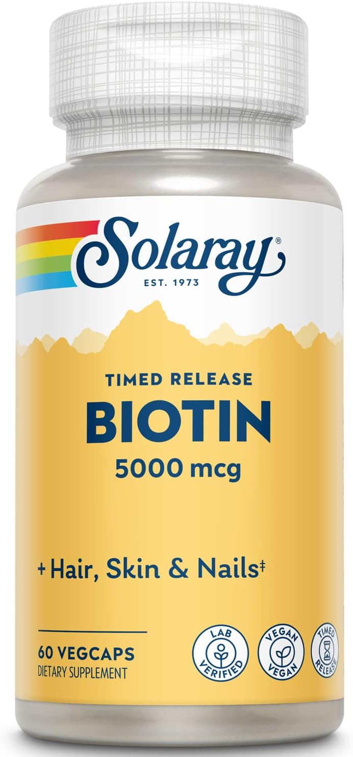 SOLARAY Biotin Supplement 5000 mcg - Pure Biotin for Hair, Skin and Nails - 60 Lozenges - görsel 7