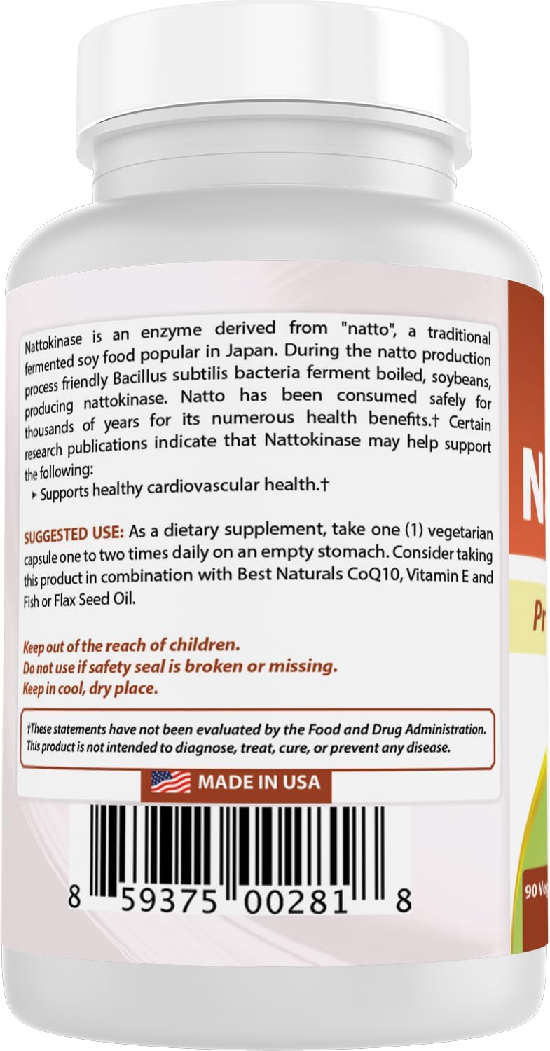 Best Naturals Nattokinase 2000 FU, 100 mg, 90 Vegetarian Capsules - görsel 7