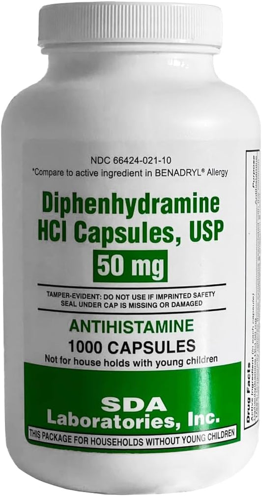 SDA LABORATORIES Diphenhydramine 50mg – Fast-Acting Relief: Each 50mg capsule blocks histamine quickly—often – Image 1