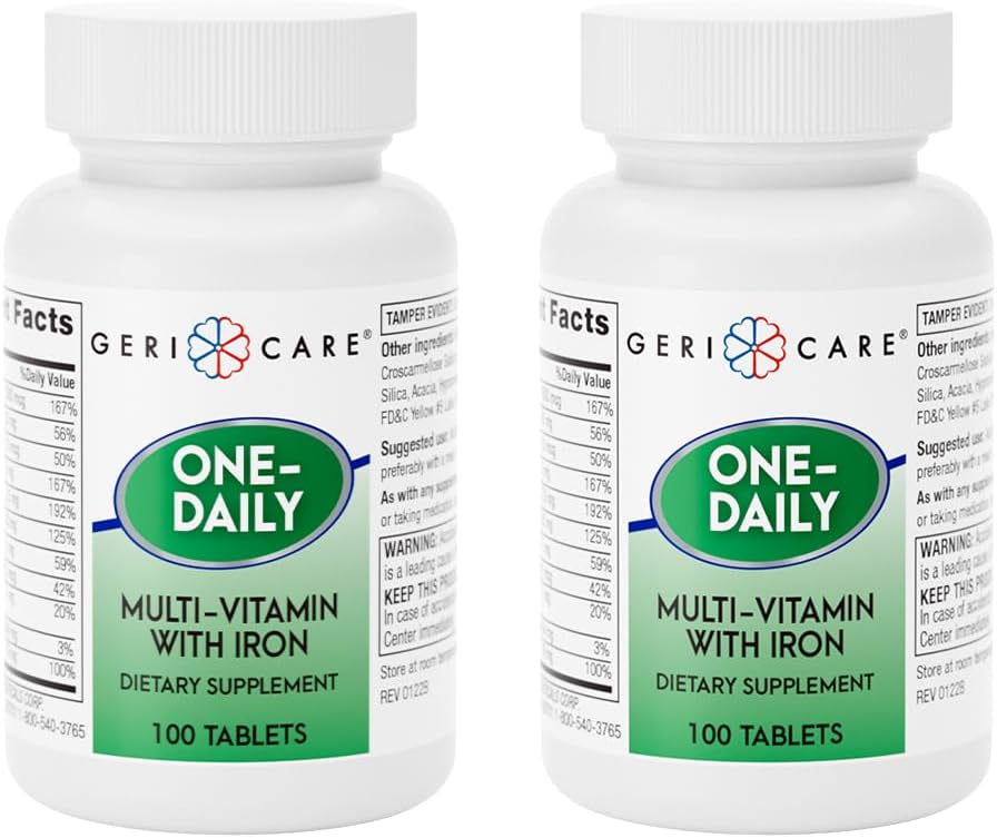 GeriCare One-Daily Multivitamin with Iron – Complete Daily Nutritional Supplement with Essential Minerals for Energy, – Image 1