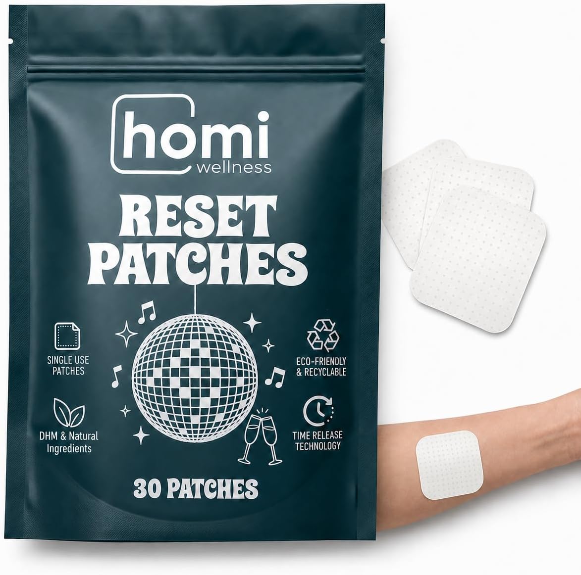 Reset Patches | After Party Recovery Support | DHM 500mg Transdermal Patch | 12-Hour Time-Release | Magnesium + Botanical Blend | 60 Patches - görsel 8
