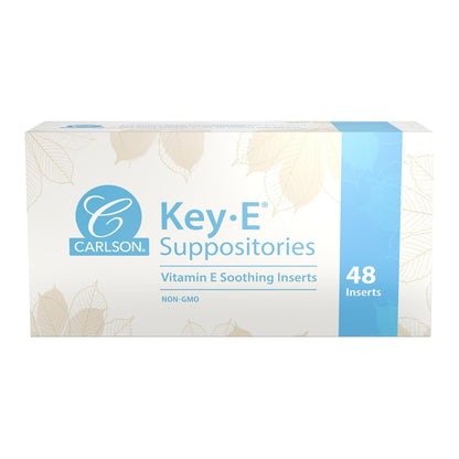 Carlson Key-E Suppositories, 30 IU (20 mg) Vitamin E Suppository, Moisturises & Nourishes, for Women and Men, 48 Count