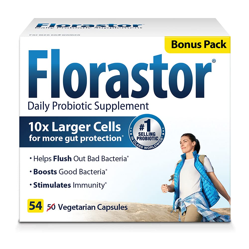 Florastor Daily Probiotic Supplement for Women and Men – Digestive Health Support, Saccharomyces Boulardii CNCM I-745, 54 Capsules (Pack of 3) - görsel 1