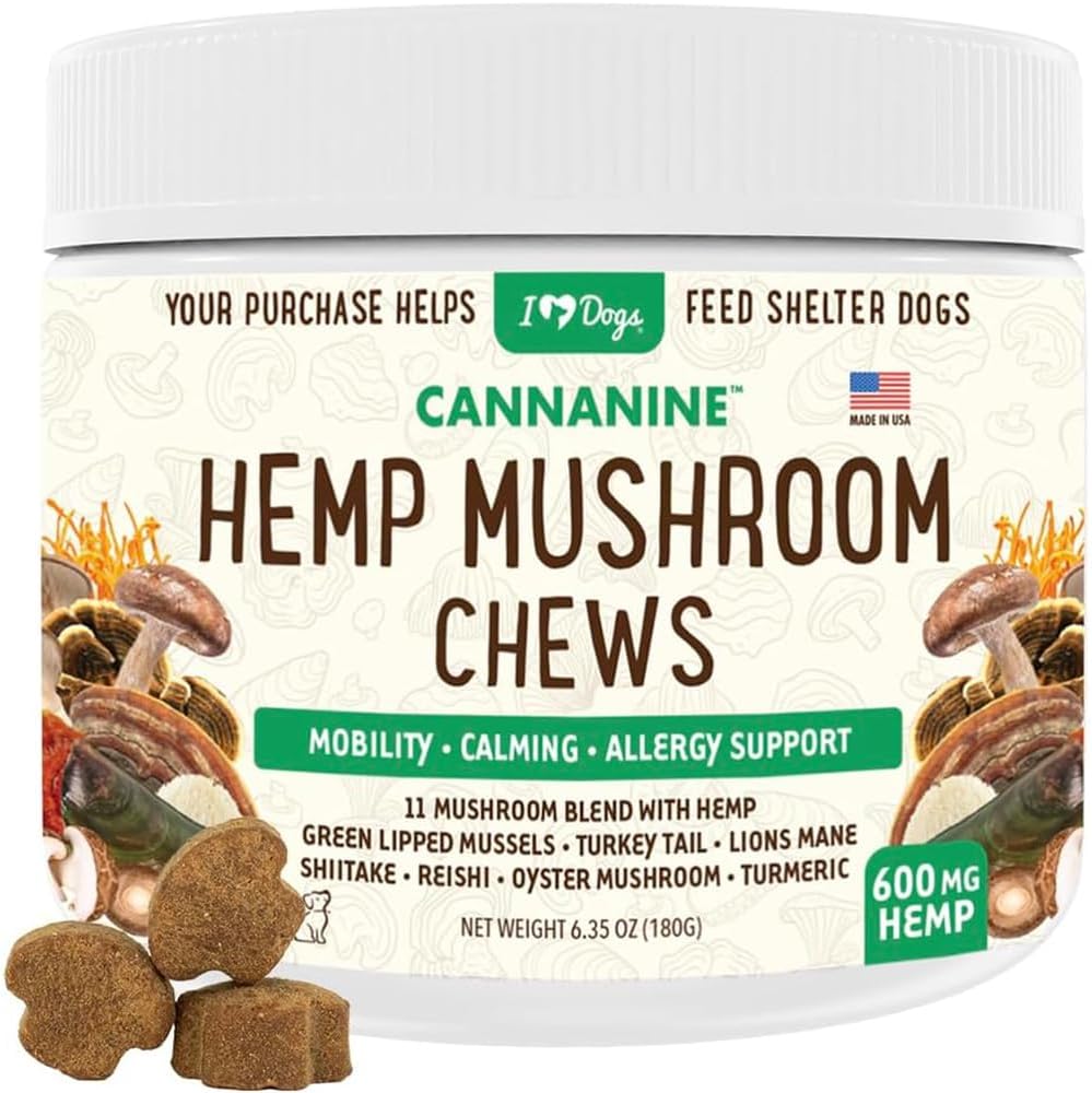 iHeartDogs Hemp Mushroom Chews for Dogs – Mobility, Calming & Immune Support (60 Chews) - görsel 1