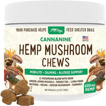 iHeartDogs Hemp Mushroom Chews for Dogs – Mobility, Calming & Immune Support (60 Chews)