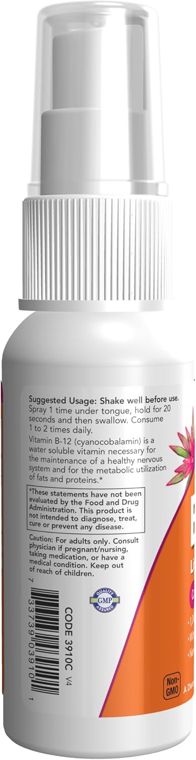 NOW Foods Vitamin B-12 Liposomal Spray with Folic Acid, TMG and B-6, 59 mL - görsel 3