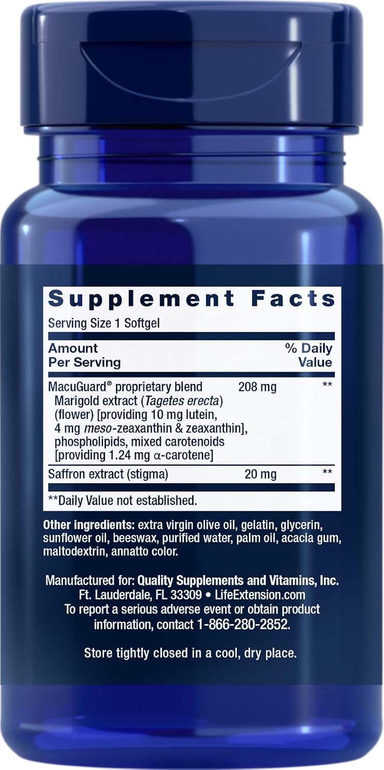 Life Extension MacuGuard Ocular Support with Saffron - 60 Softgels (2-Pack) - görsel 2