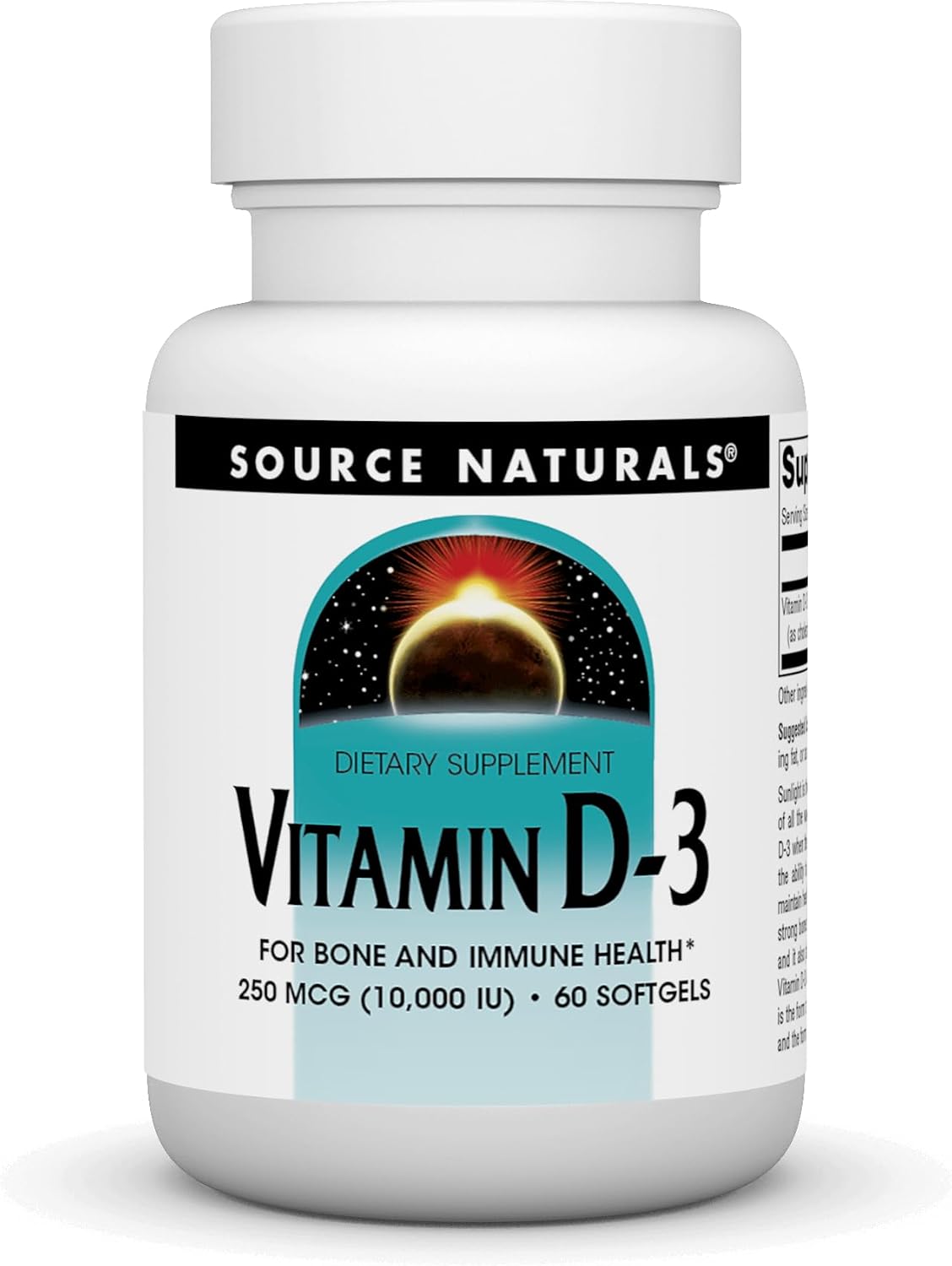 Source Naturals Vitamin D3 10,000 IU (250 mcg) - 60 Softgels - görsel 1