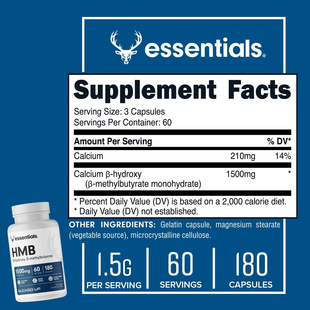 Bucked Up HMB (Beta-Hydroxy Beta-Methylbutyrate) 1500mg, 180 Capsules - görsel 2