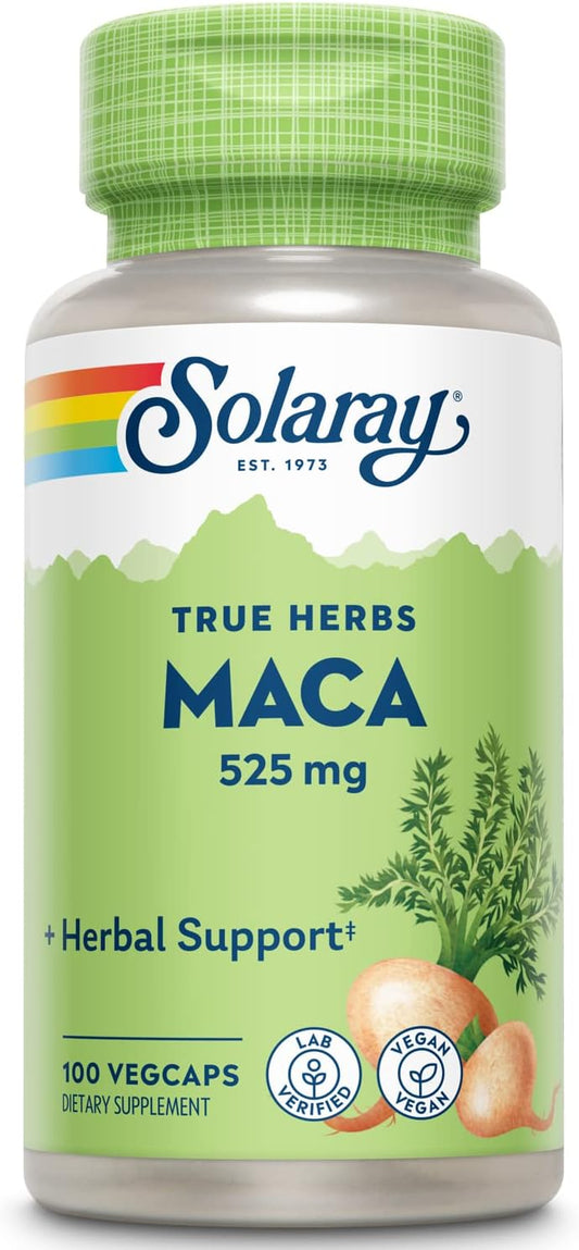 SOLARAY Maca Root 525mg - Energy & Vitality Support - Non-GMO, Vegan - 100 VegCaps – Image 1