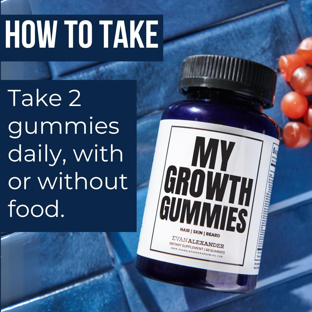 Evan Alexander Grooming My Growth Gummies - Healthy Hair & Beard Growth Support - Strawberry & Coconut Flavour - 60 Gummies - görsel 6