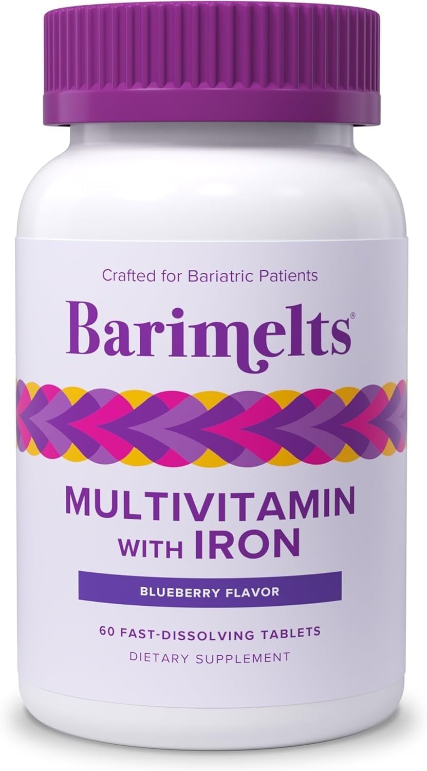 BariMelts Bariatric Multivitamin with Iron, 60 Fast-Dissolving Tablets, Natural Blueberry Flavour – 1 Month Supply – Image 1