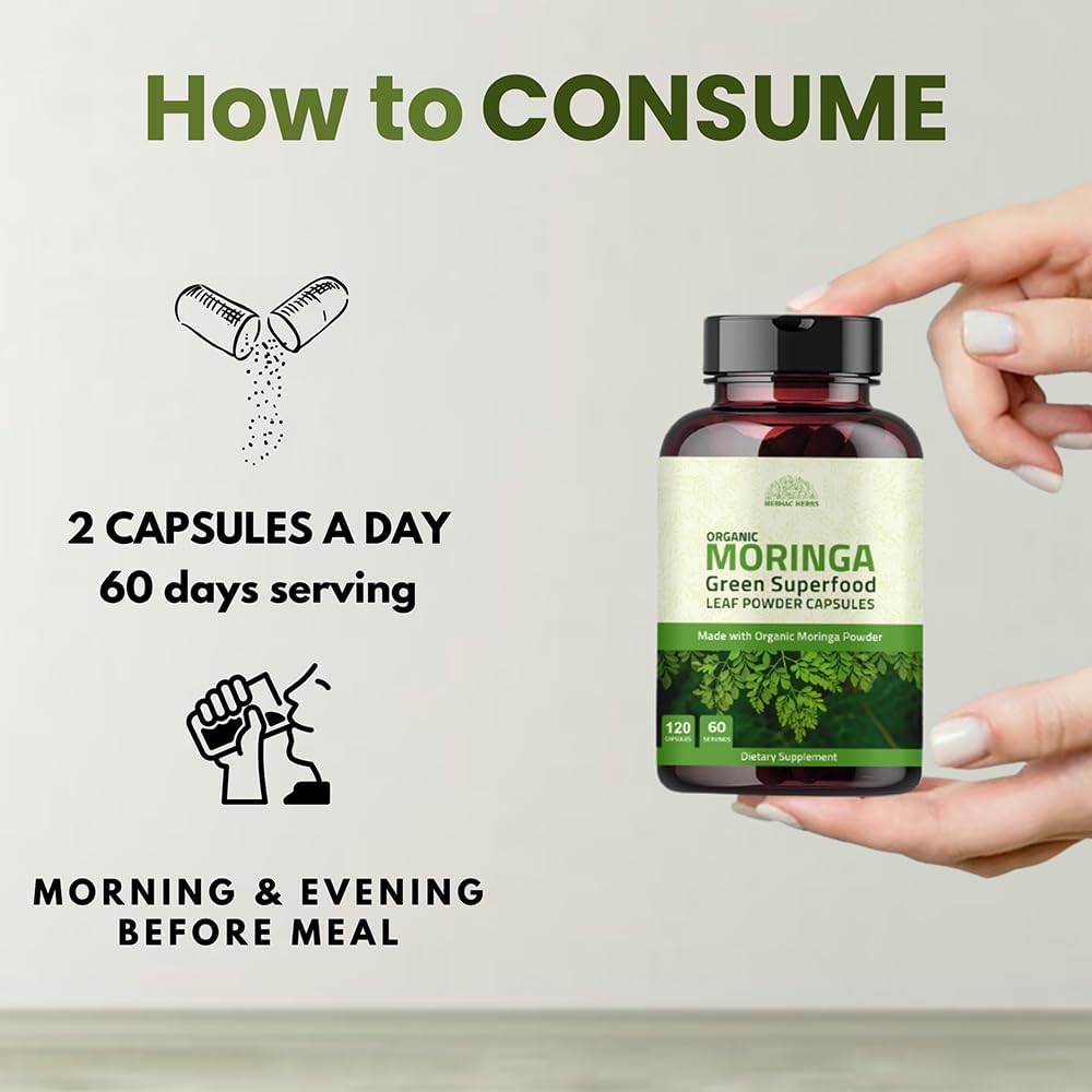Organic Moringa Capsules 1000mg – 120 Capsules - görsel 7
