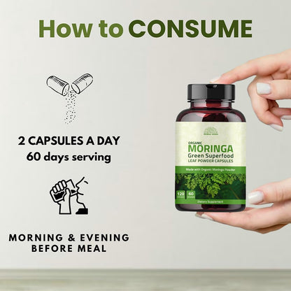 Organic Moringa Capsules 1000mg – 120 Capsules