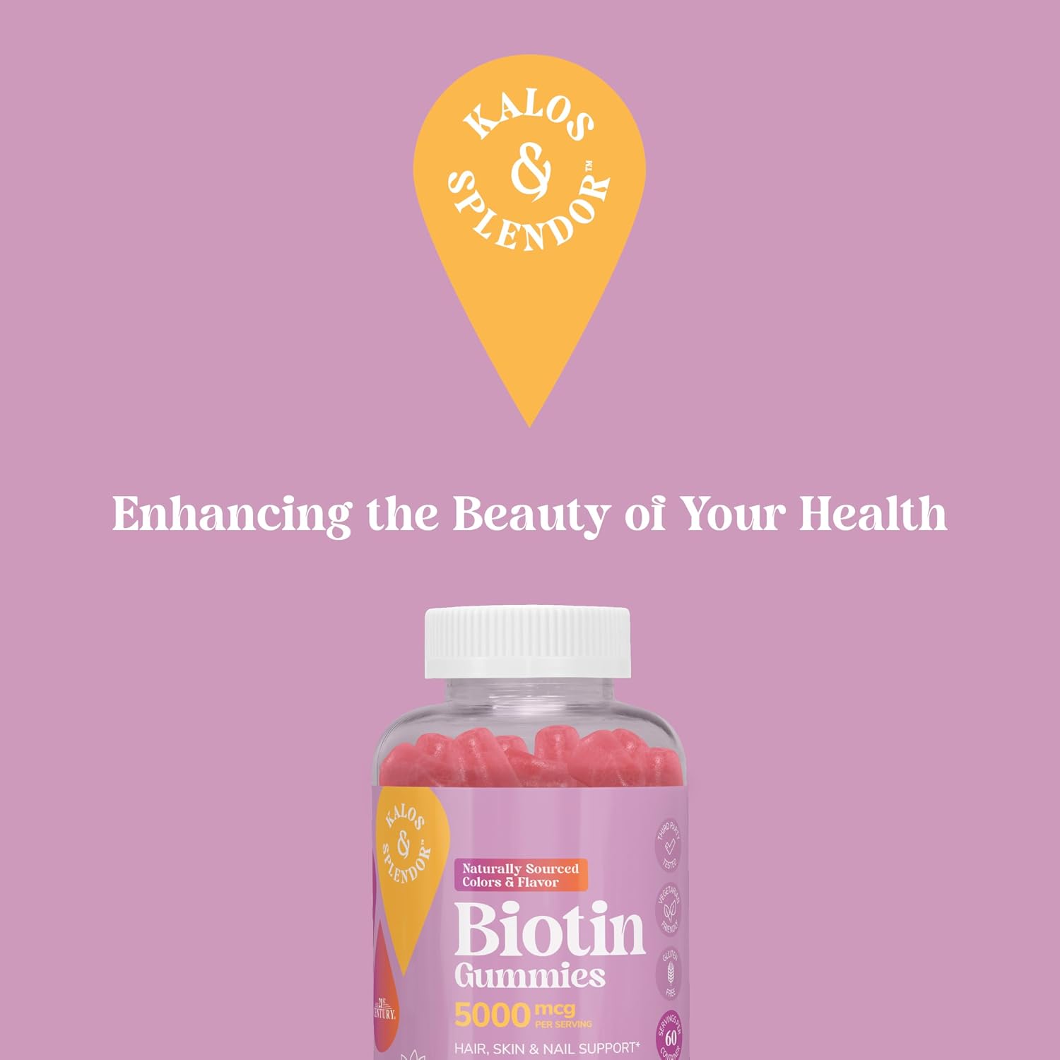 21st Century Biotin Gummies 5000 mcg for Hair Growth, Skin and Nail Health – Vegetarian Strawberry Supplement for Women, 120 Gummies, Gluten free - görsel 7