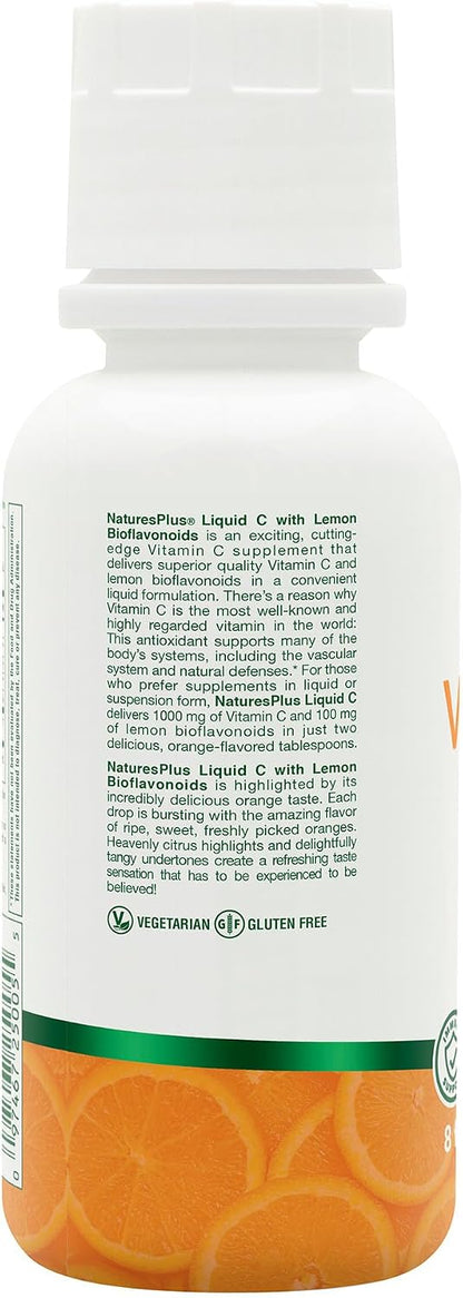 NaturesPlus Liquid Vitamin C – 1000 mg with Lemon Bioflavonoids, 237 mL