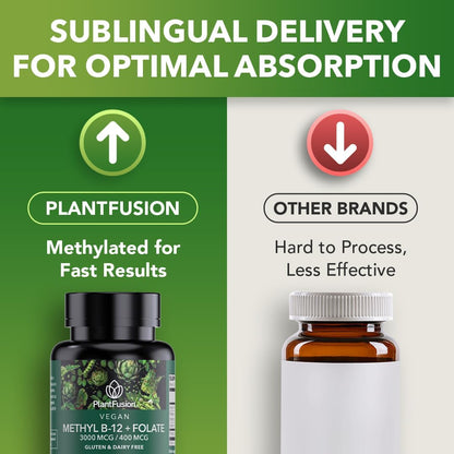 PlantFusion Vegan B12 Methyl 3000 mcg + – Nervous System Function: Methylcobalamin is essential for myelin sheath – Image 3