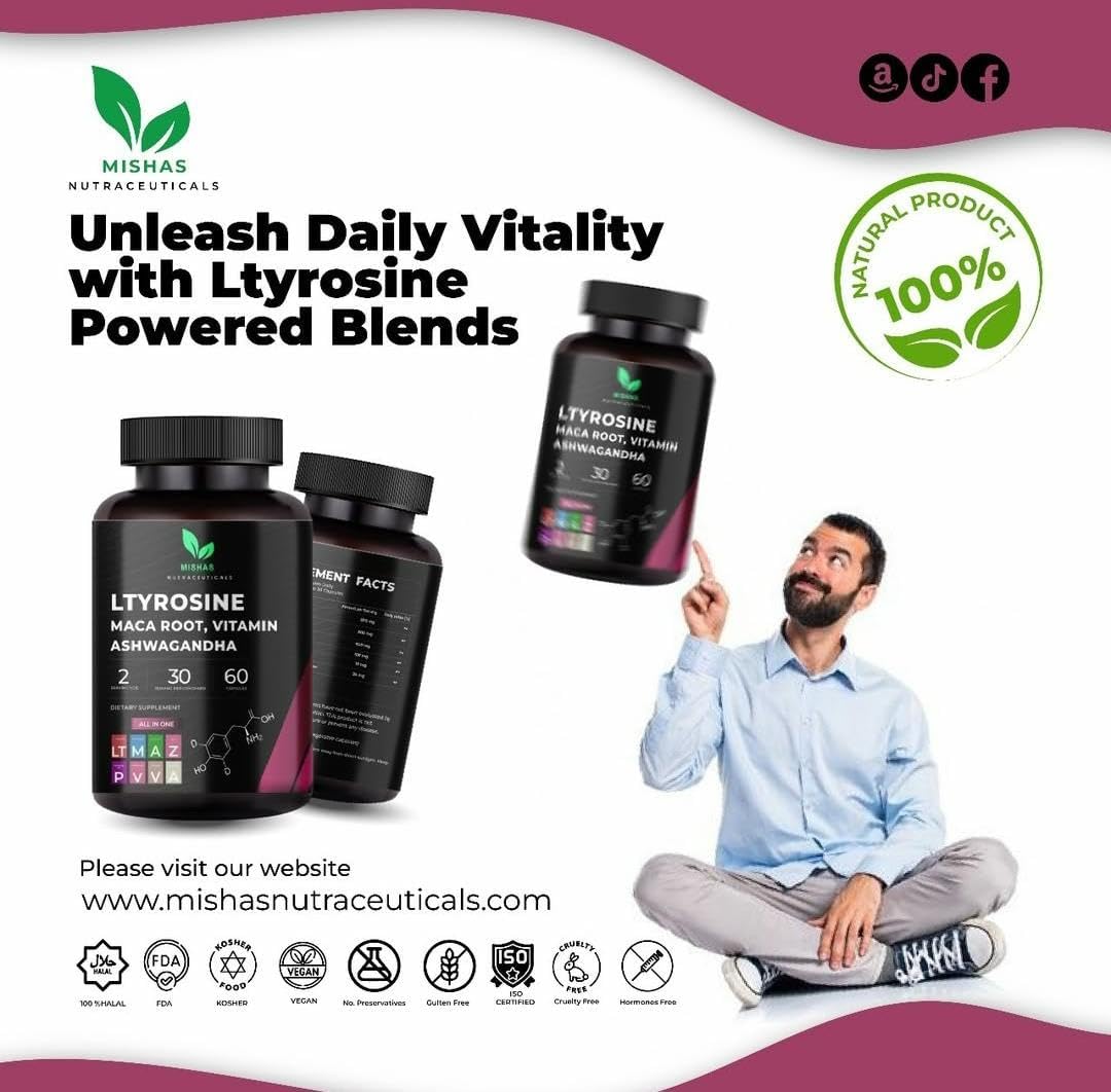 Mishas Nutraceuticals L-Tyrosine with Maca – L-Tyrosine: An amino acid that serves as a precursor to – Image 5