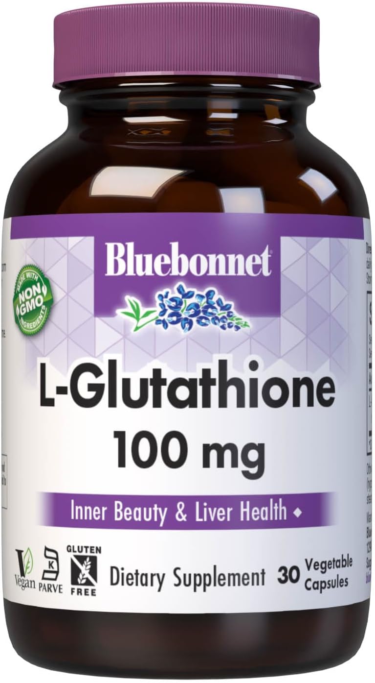 Bluebonnet Nutrition L-Glutathione 100mg - Free-Form Reduced Glutathione - 30 Vegan Capsules - görsel 1