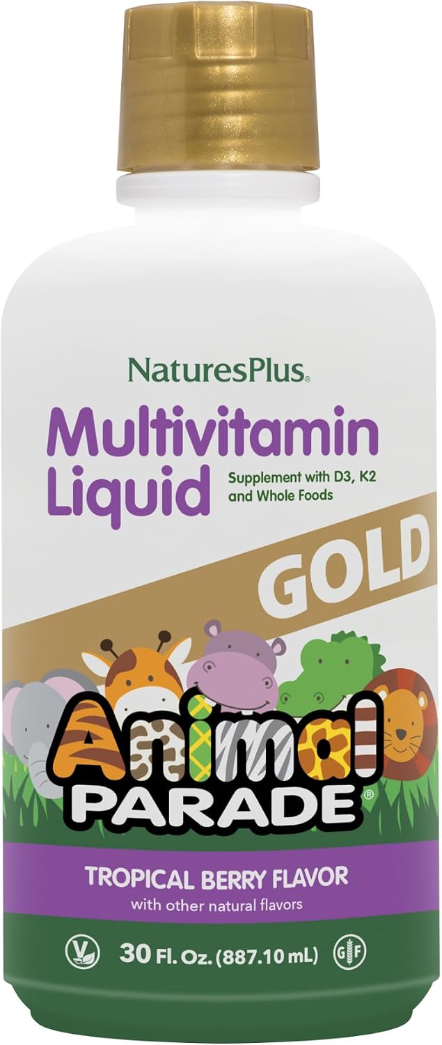 NaturesPlus Animal Parade Gold Children's Liquid Multivitamin – Natural Tropical Berry Flavour – 473 mL - görsel 10