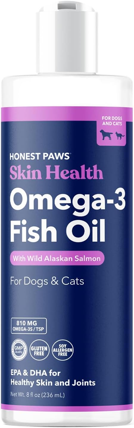 Honest Paws Salmon Oil for Dogs - Omega-3 – Healthy Skin and Coat: Omega-3 fatty acids help maintain a glossy coat – Image 1