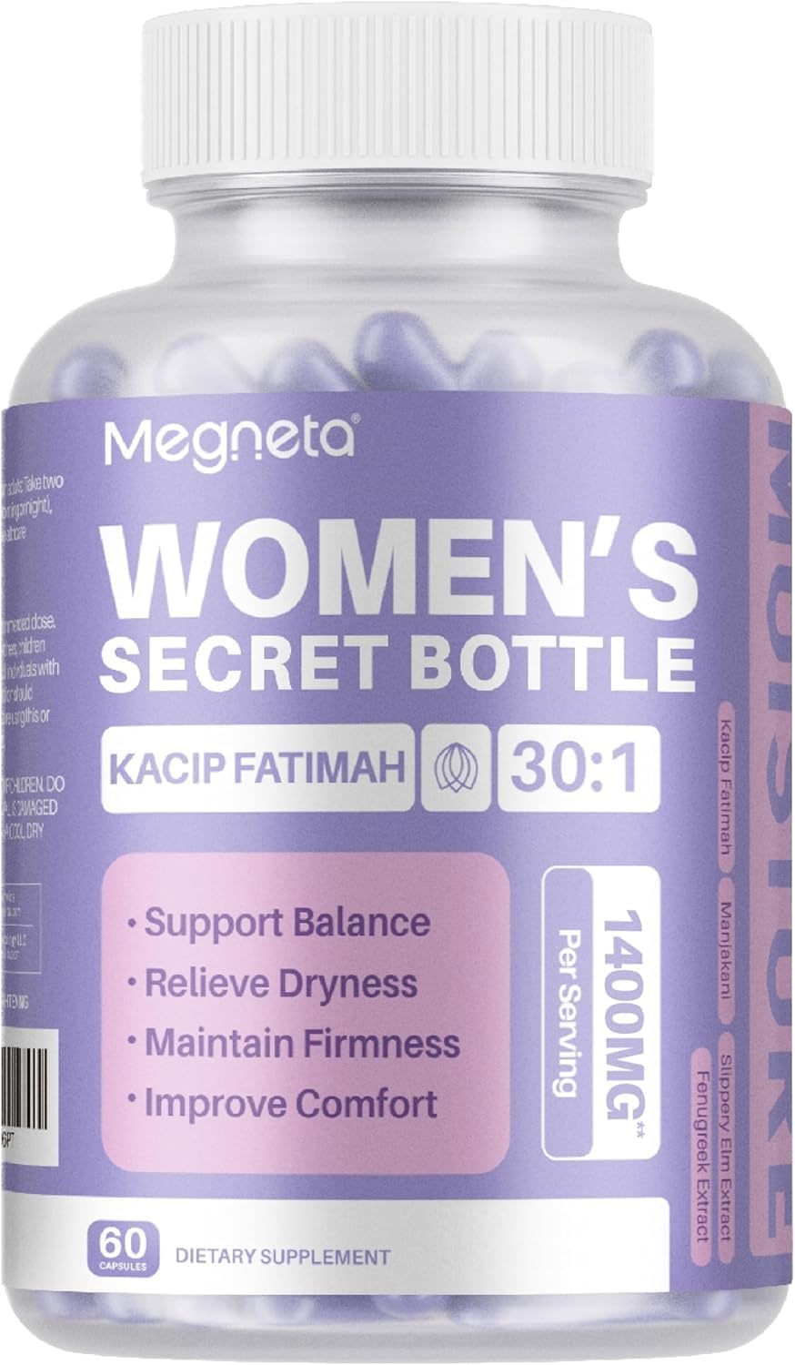 MEGNETA Women's's Wellbeing Herbal Blend – Kacip Fatimah, Fenugreek, Slippery Elm Bark, Manjakani – 60 Capsules - görsel 1