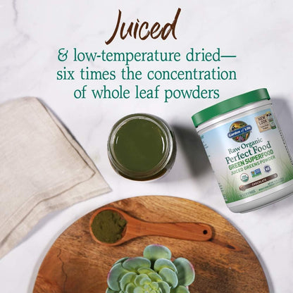 Garden of Life Raw Organic Perfect Food Green Superfood Juiced Greens Powder - Chocolate, 30 Servings - Non-GM, Gluten free, Vegan Wholefood Dietary Supplement, Plus Probiotics & Enzymes