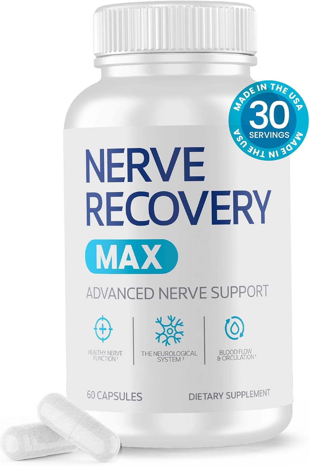 Nerve Recovery Max - Advanced Nerve Support Supplement with Vitamin D3 & Alpha Lipoic Acid, Non-GM, 30-Day Supply - görsel 1