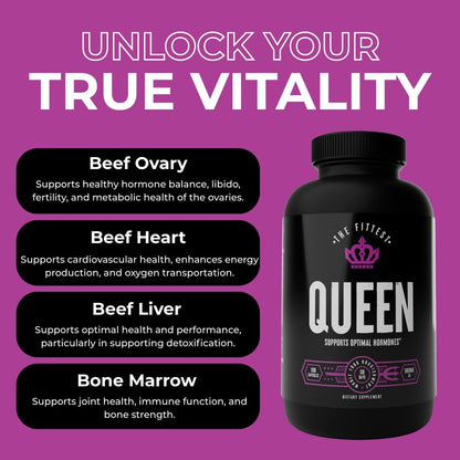 The Fittest Queen Organ Supplement - Hormone & Energy Support, 180 Capsules