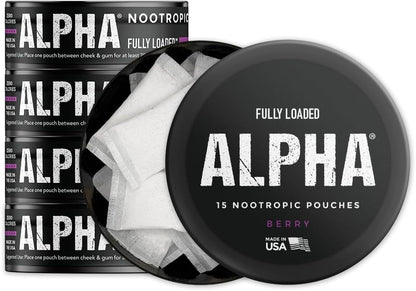 Fully Loaded Alpha Nootropic Pouches (Berry) - 5 Cans – Image 1