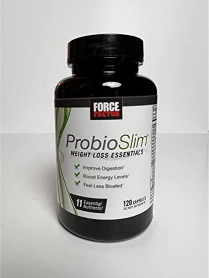 Force Factor ProbioSlim Weight Loss Essentials – Metabolism Booster with Probiotics, Prebiotic Fibre & Green Tea Extract, 120 Capsules