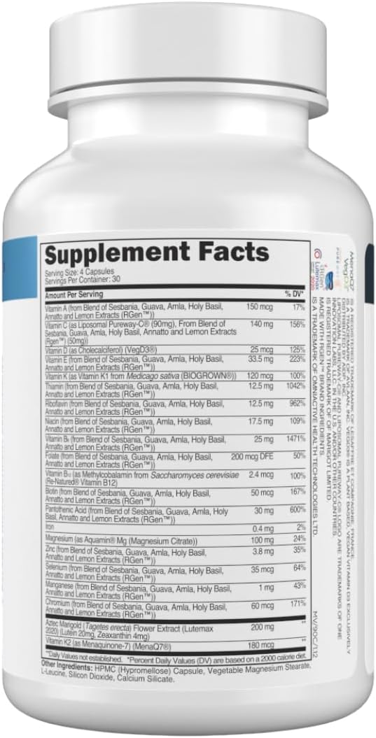 Transparent Labs Daily Multivitamin for Women's – Wholefood-Based, Vegan, Organic – 120 Capsules - görsel 8
