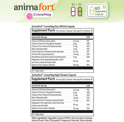 Animafort CronoMag - Magnesium Complex with 6 High-Absorption Salts, Vitamins B12 & D, 60 Capsules – Image 6