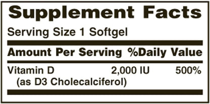 Nature's Bounty D 2000 IU Softgels, 150 Count