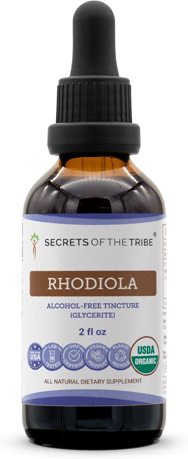 Secrets of the Tribe Rhodiola USDA Organic | Alcohol-Free Extract, High-Potency Herbal Liquid | Made from 100% Certified Organic Rhodiola (Rhodiola Rosea) Dried Root 60 mL - görsel 1