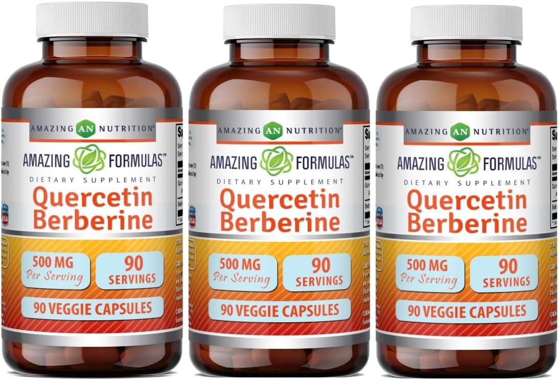 Amazing Formulas Quercetin Berberine – 250 mg Berberine & 250 mg Quercetin, 180 Vegie Capsules (2 Pack) - görsel 6