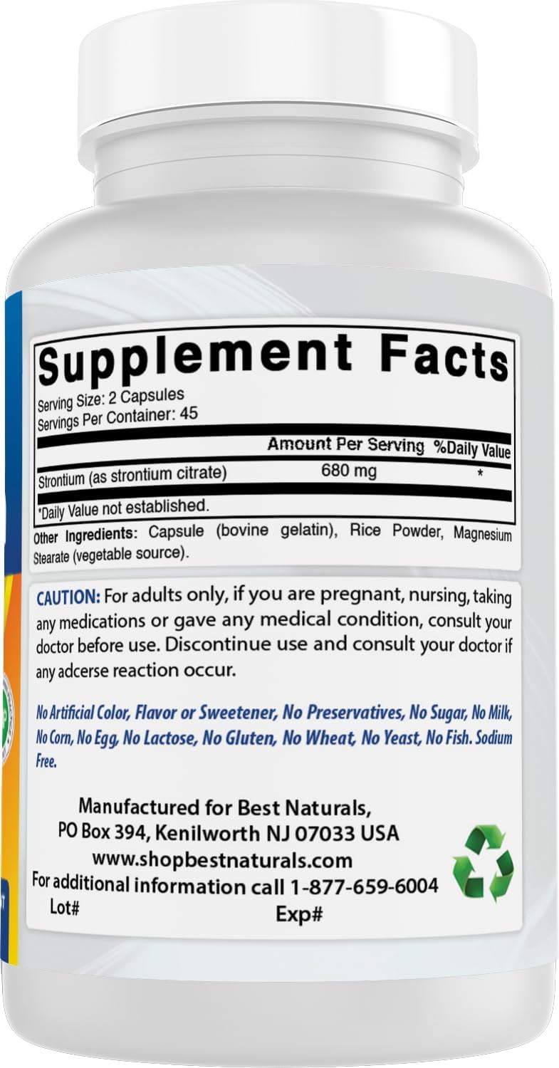 Best Naturals Strontium Bone Building Formula 680mg/serving 90 Capsules - görsel 6