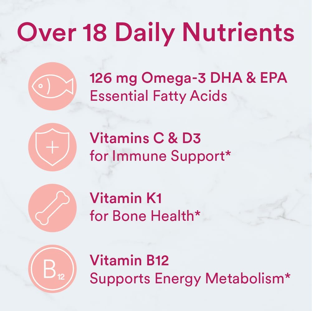 SmartyPants Women's Multivitamin Gummies: Omega 3 Fish Oil (EPA/DHA), Methylfolate, CoQ10, Vitamin D3, C, Vitamin B12, B6, A, K & Zinc, Inositol, Gluten free, 180 Count (30 Day Supply) - görsel 5