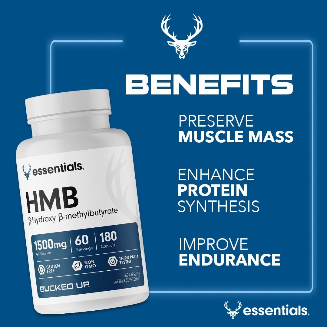 Bucked Up HMB (Beta-Hydroxy Beta-Methylbutyrate) 1500mg, 180 Capsules - görsel 3
