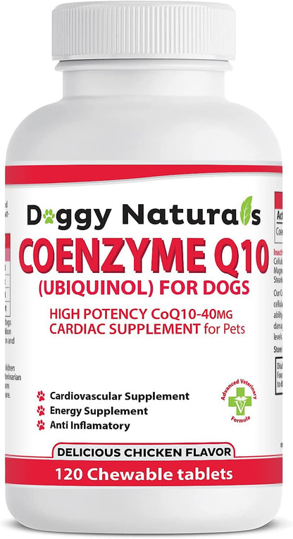Coenzyme Q10 High Potency 40mg Ubiquinol for Dogs (120 Tablets) - Made in USA