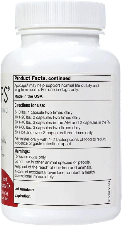 Apocaps CX Vet-Formulated Apoptogen Formula for Dogs - Milk Thistle, Turmeric, Apigenin & Luteolin - Supports Normal Apoptosis, Immune & Liver Function - Senior Dogs - 90 Capsules