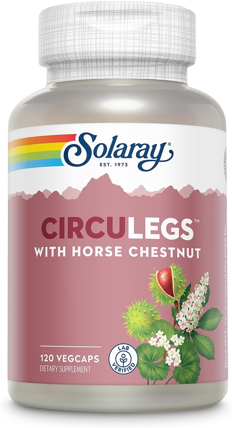 SOLARAY Circulegs - Herbal Supplement with Horse Chestnut Extract & Vitamin C, Vegan, Gluten free - 60 Servings - görsel 1